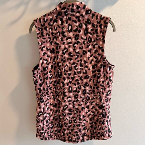 Cuddl Duds Cheetah Print Zip Front Fleece Vest Size M - Picture 3 of 7